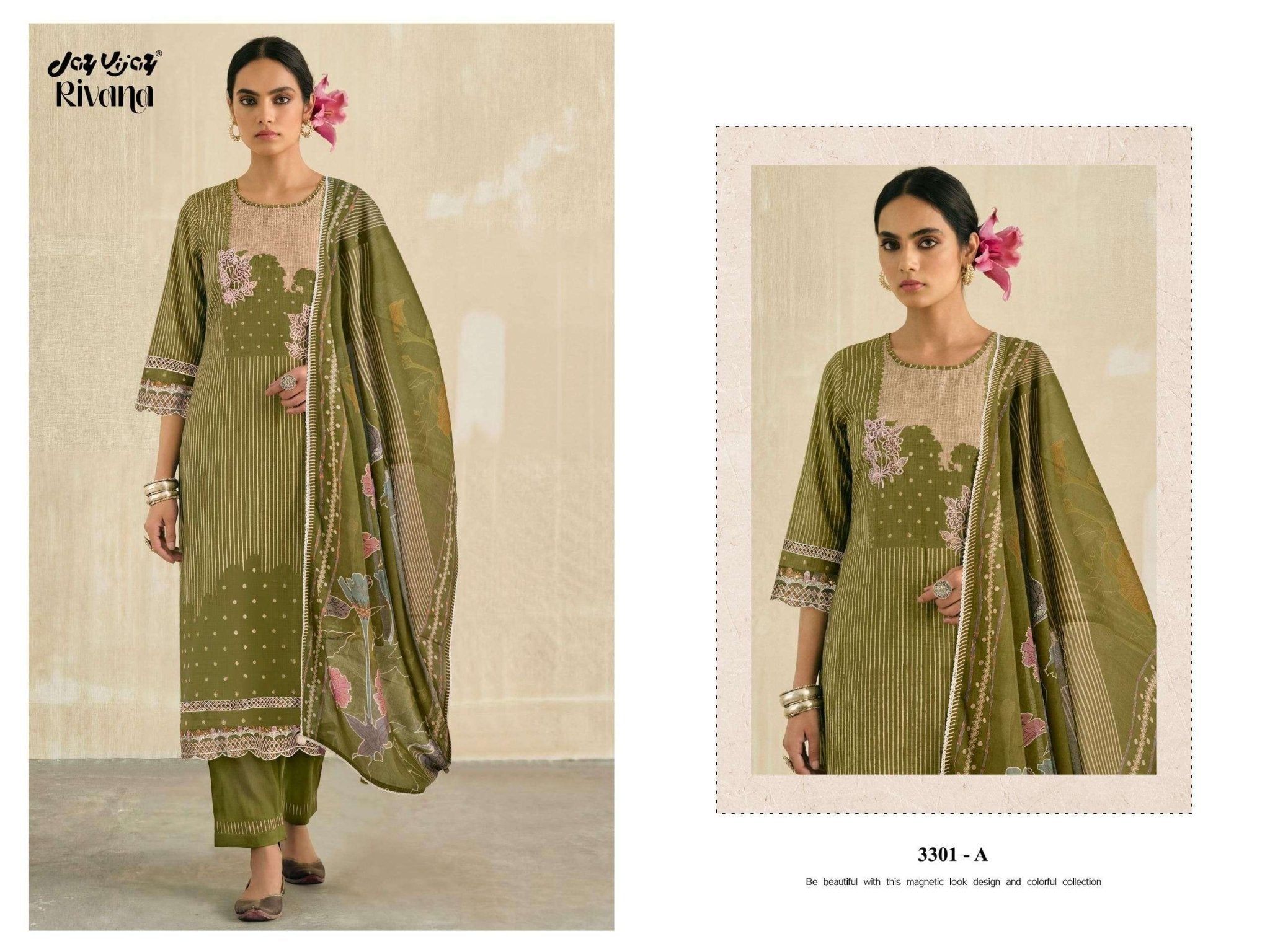 Jay Vijay Rivana 3301 Kota Checks Digital Print Dress Material - Amrah Wholesale