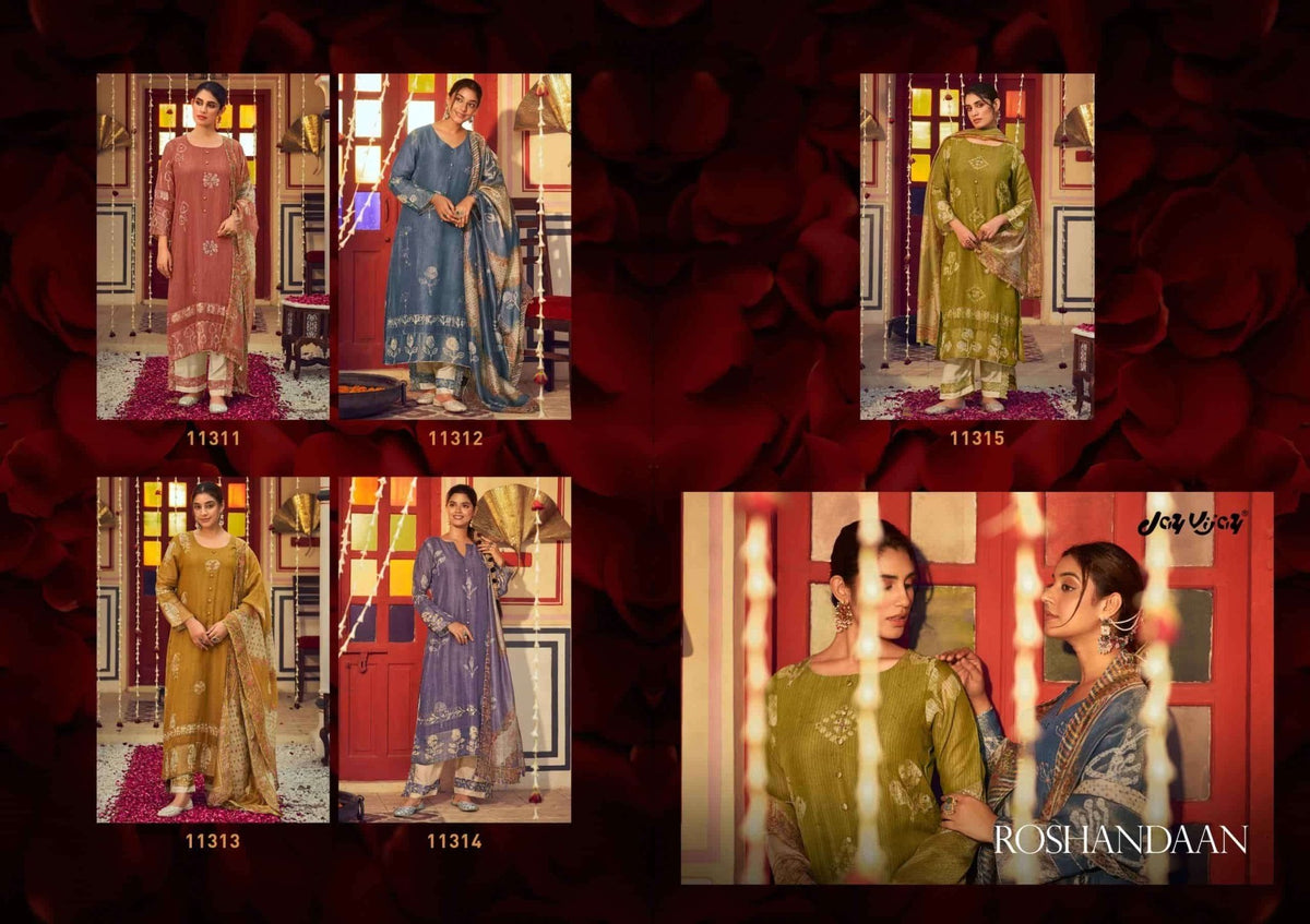 Jay Vijay Roshandaan Premium Mal Chanderi Tissue Dress Material - Amrah Wholesale