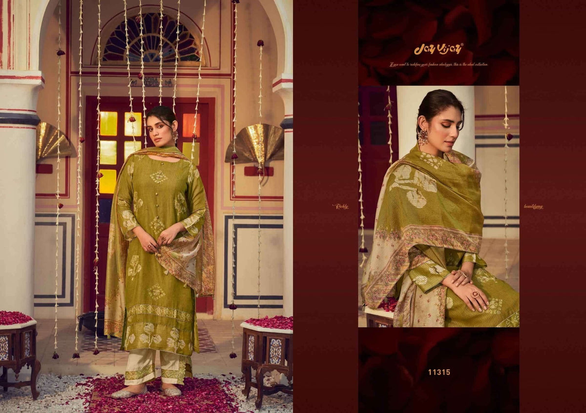 Jay Vijay Roshandaan Premium Mal Chanderi Tissue Dress Material - Amrah Wholesale