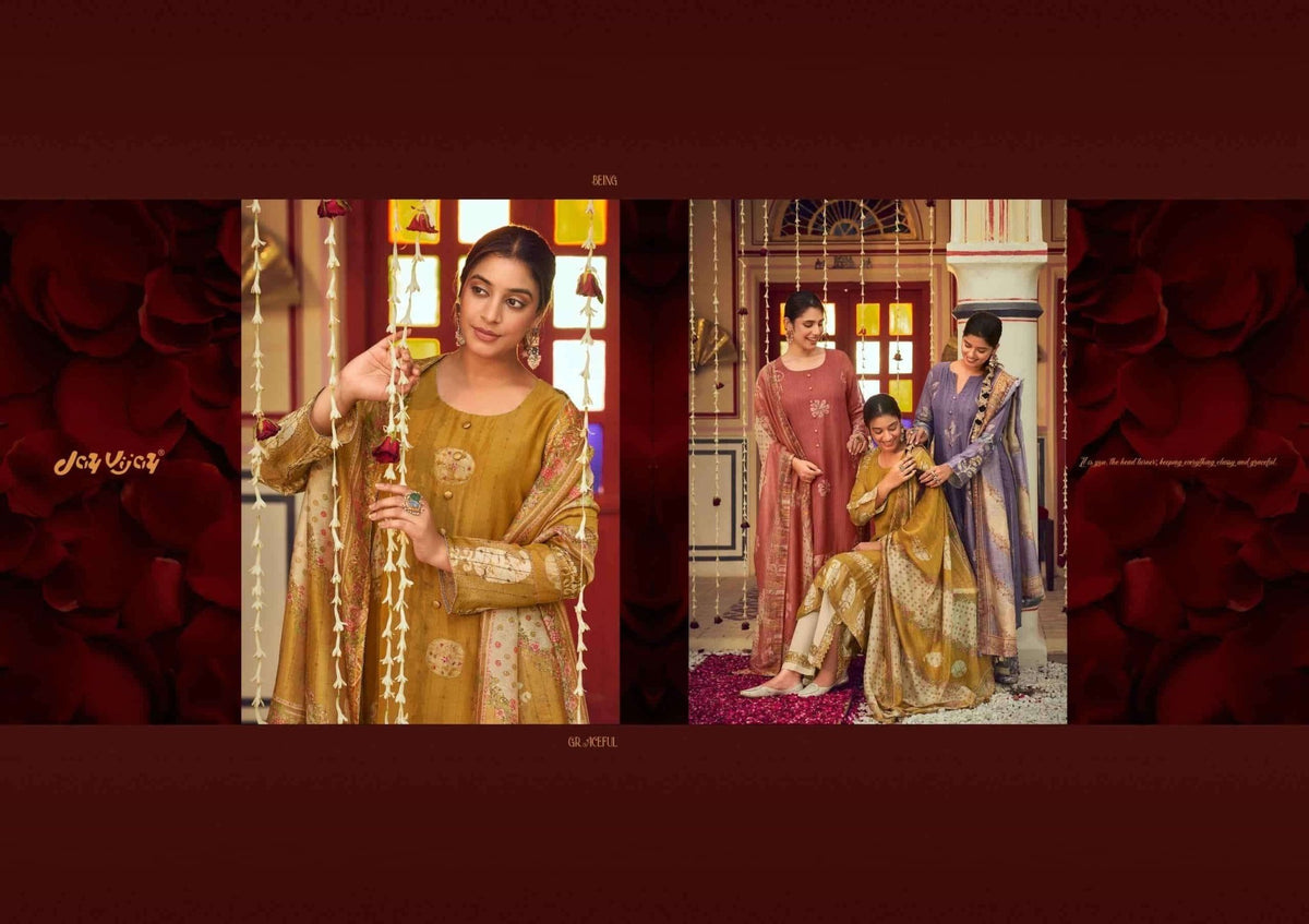 Jay Vijay Roshandaan Premium Mal Chanderi Tissue Dress Material - Amrah Wholesale