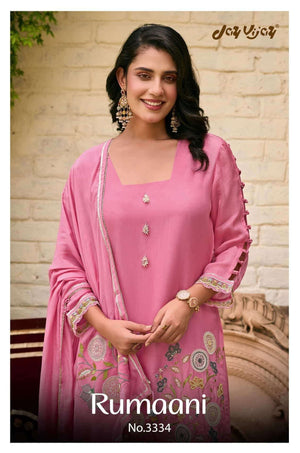 Jay Vijay Rumaani 3334 Premium Organza Embroidered Dress Material - Amrah Wholesale