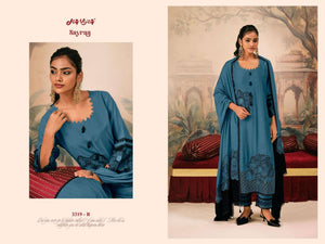 Jay Vijay Sayraa 3319 Premium Bemberg Muslin Silk Embroidered Dress Material - Amrah Wholesale