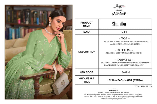Jay Vijay Shahiba 931 Salwar Suit Set Wholesale Catalogue - Amrah Wholesale
