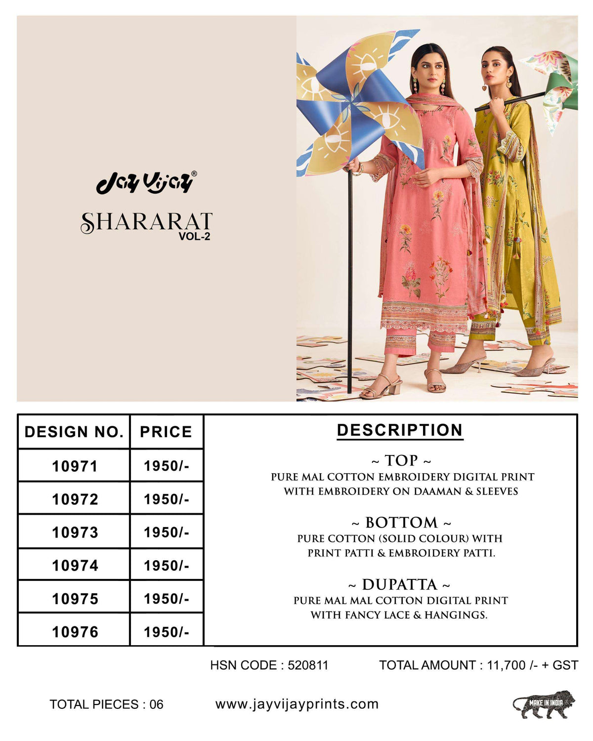 Jay Vijay Shararat Vol 2 Dress Material Wholesale Catalogue