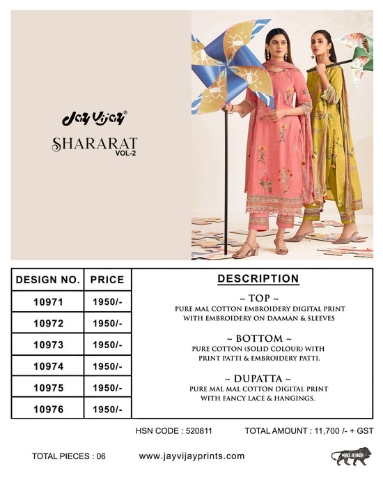 Jay Vijay Shararat Vol 2 Dress Material Wholesale Catalogue