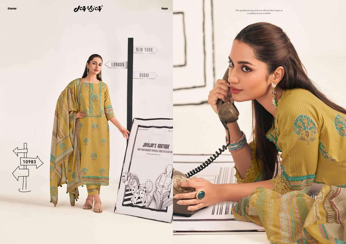 Jay Vijay Shehar Diaries Premium Cotton Dress Material - Amrah Wholesale