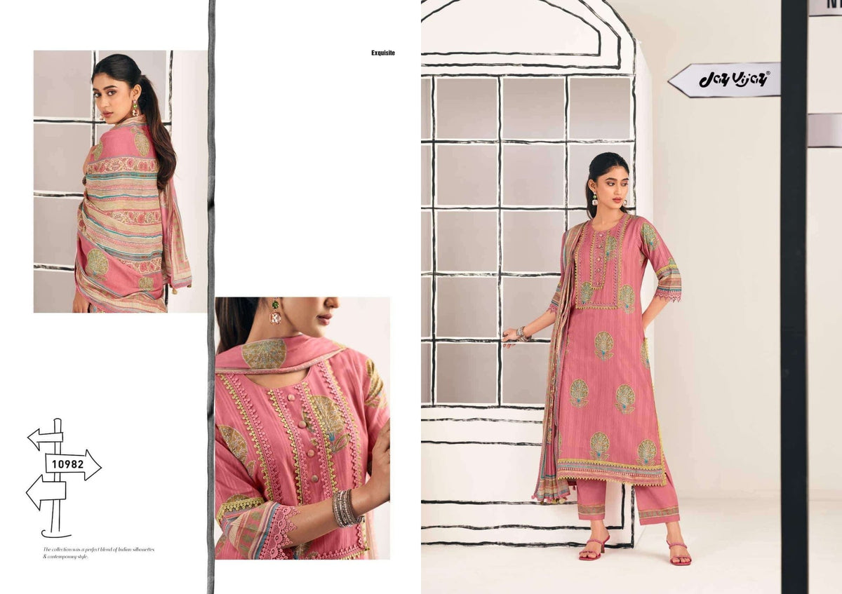 Jay Vijay Shehar Diaries Premium Cotton Dress Material - Amrah Wholesale