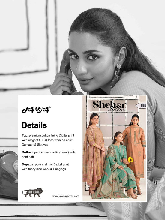 Jay Vijay Shehar Diaries Premium Cotton Dress Material - Amrah Wholesale