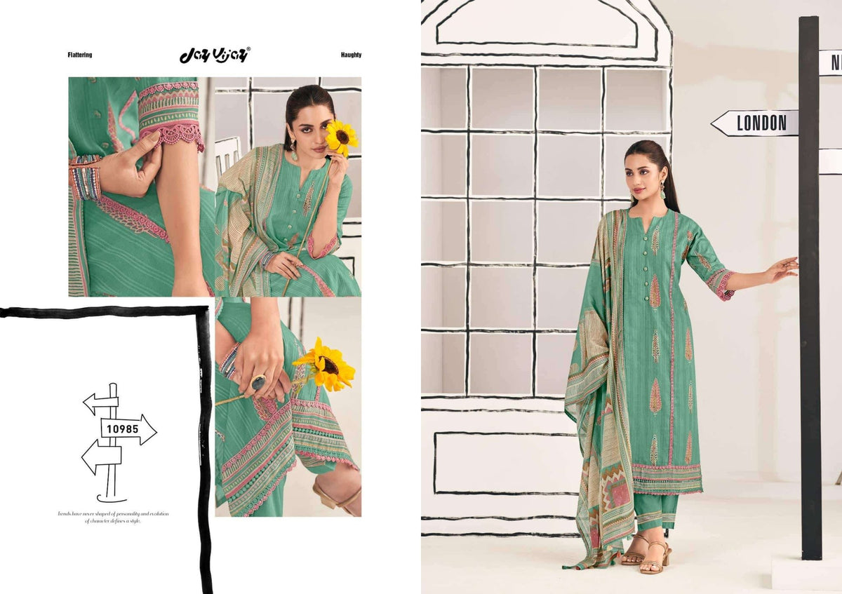 Jay Vijay Shehar Diaries Premium Cotton Dress Material - Amrah Wholesale