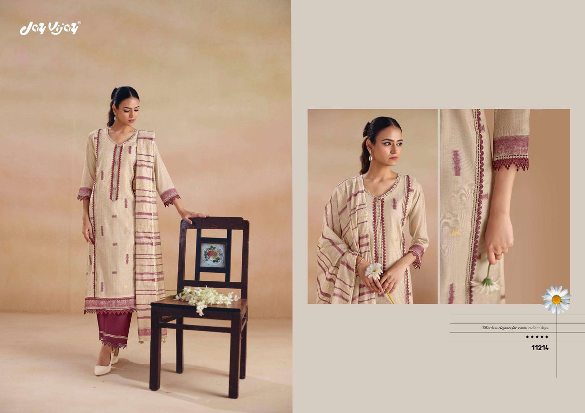 Jay Vijay Sitarey Pure South Cotton Jacquard Dress Material