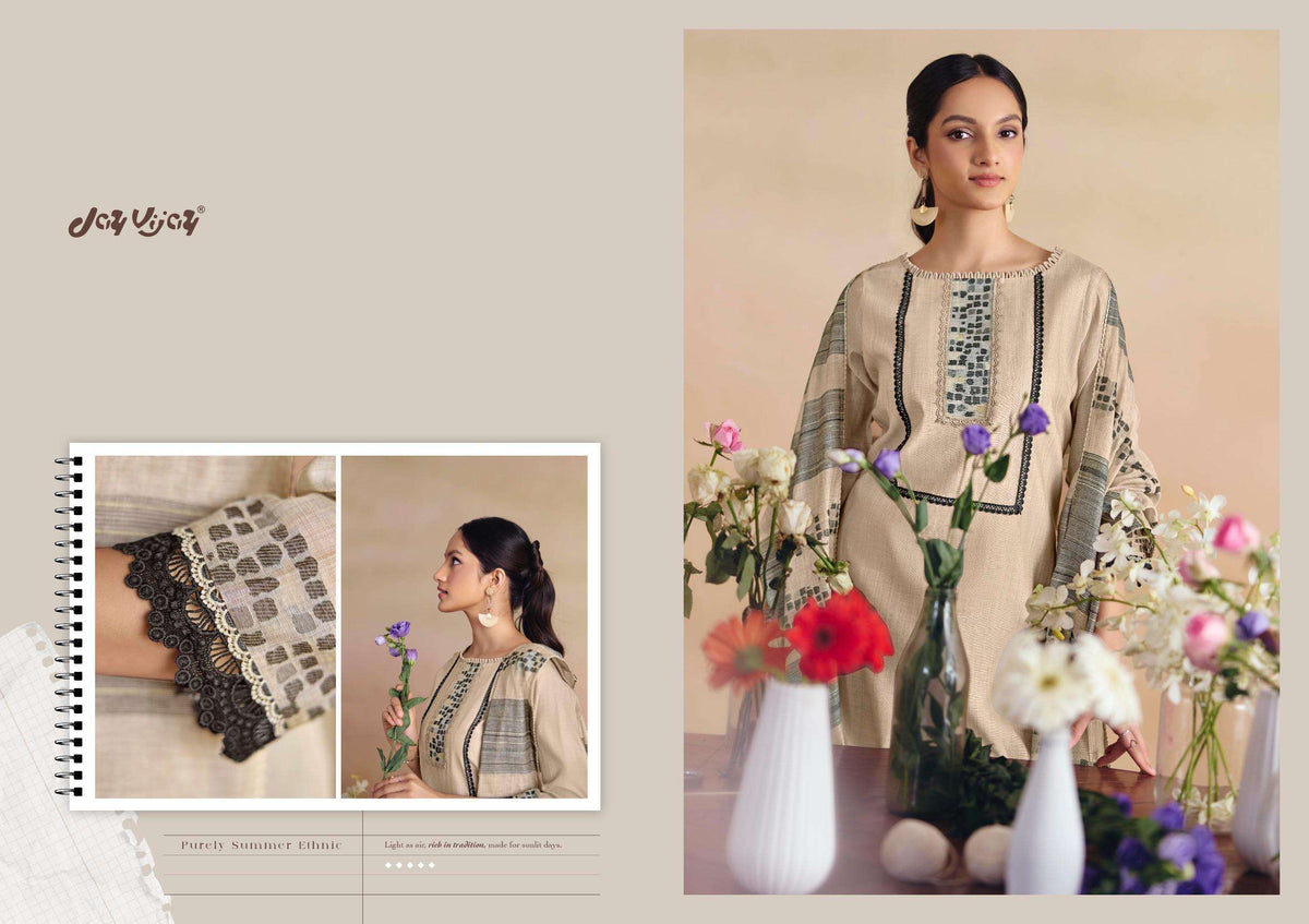 Jay Vijay Sitarey Pure South Cotton Jacquard Dress Material