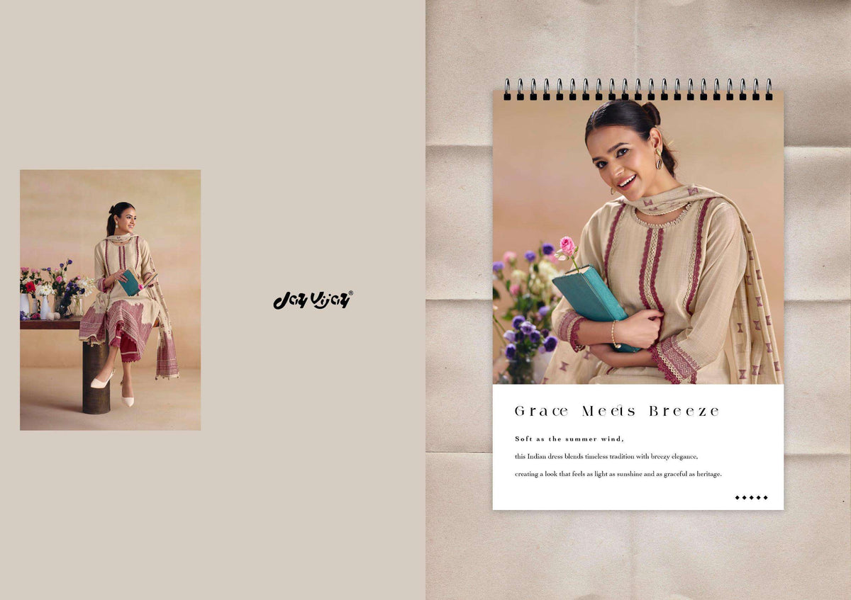 Jay Vijay Sitarey Pure South Cotton Jacquard Dress Material
