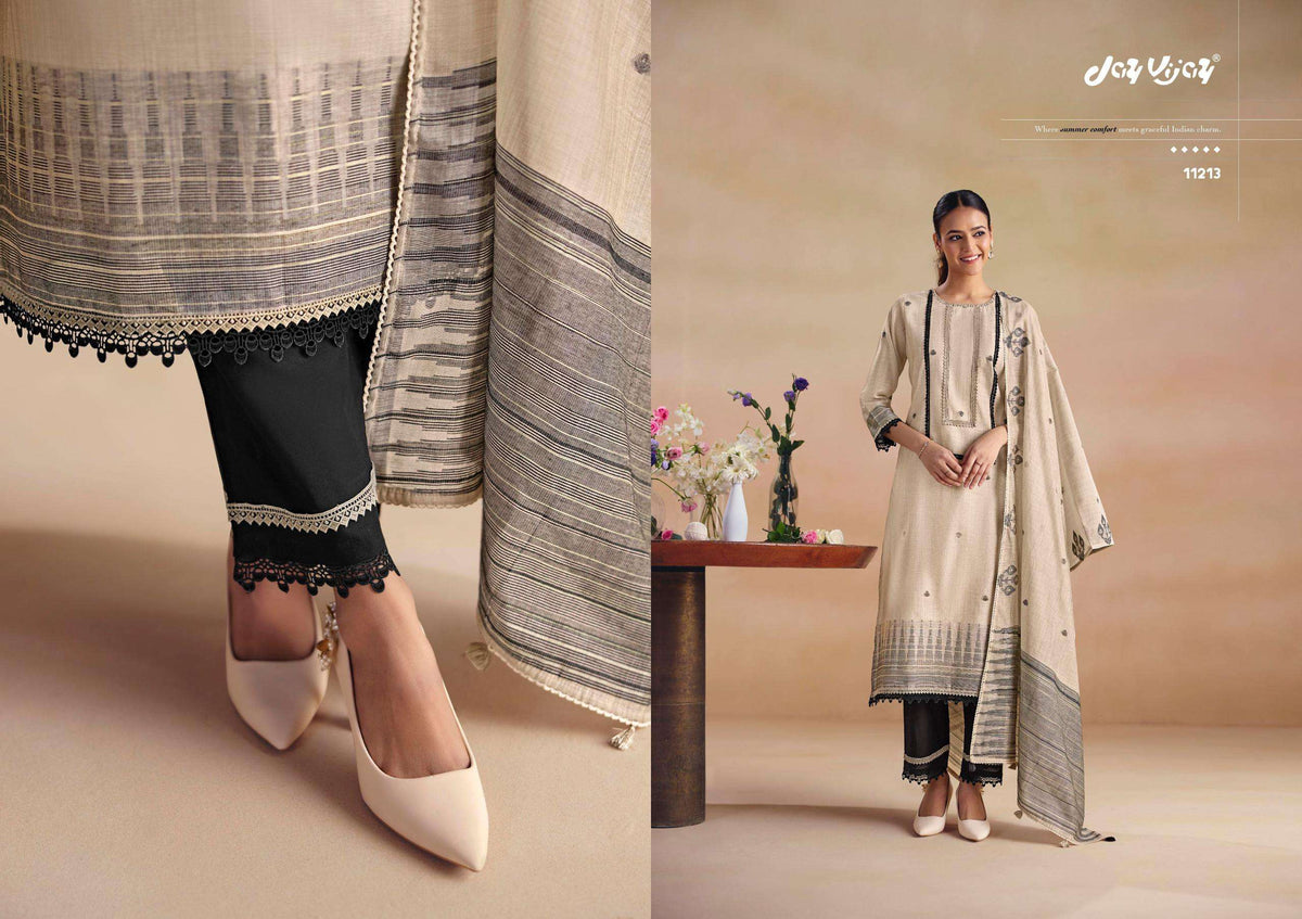 Jay Vijay Sitarey Pure South Cotton Jacquard Dress Material