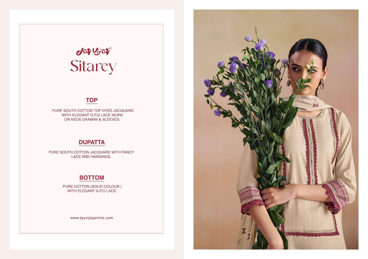 Jay Vijay Sitarey Pure South Cotton Jacquard Dress Material