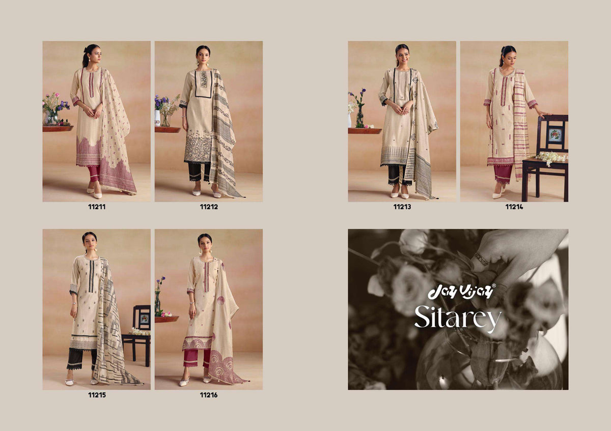 Jay Vijay Sitarey Pure South Cotton Jacquard Dress Material