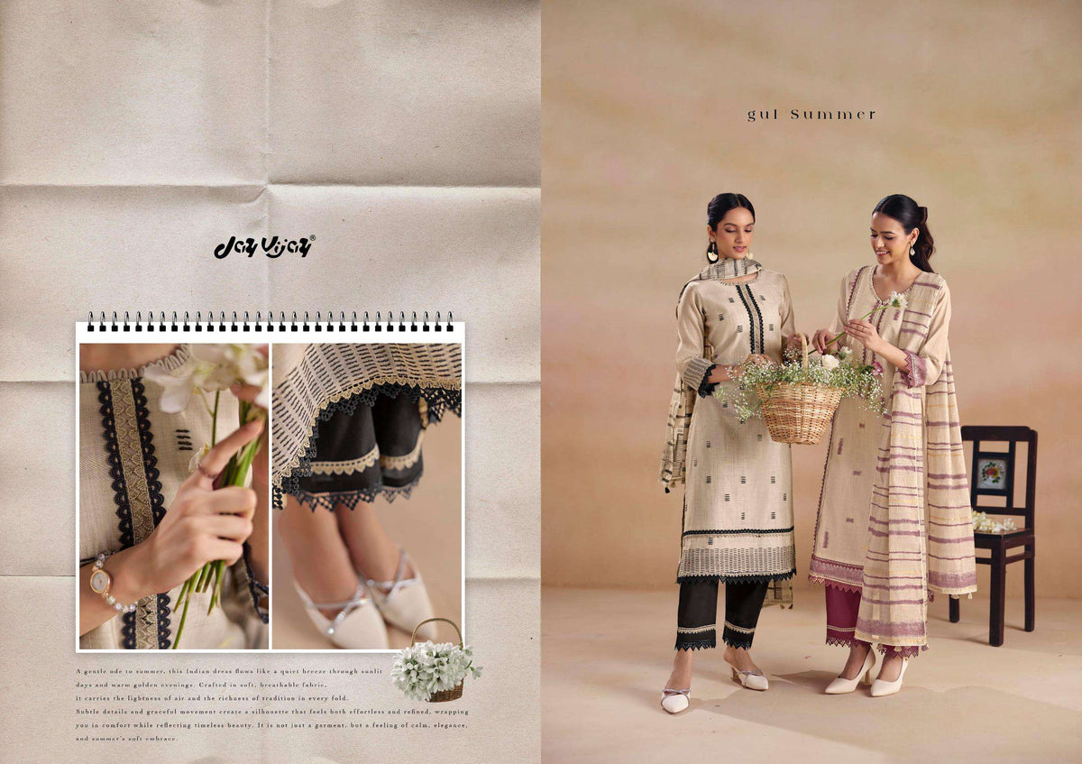 Jay Vijay Sitarey Pure South Cotton Jacquard Dress Material