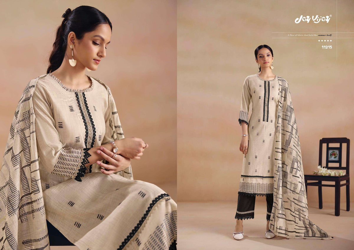 Jay Vijay Sitarey Pure South Cotton Jacquard Dress Material