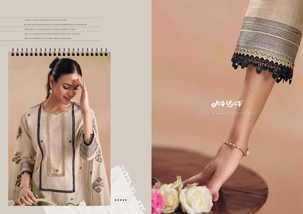 Jay Vijay Sitarey Pure South Cotton Jacquard Dress Material