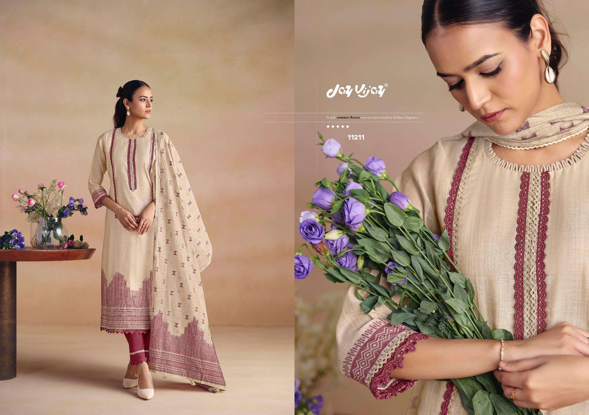 Jay Vijay Sitarey Pure South Cotton Jacquard Dress Material