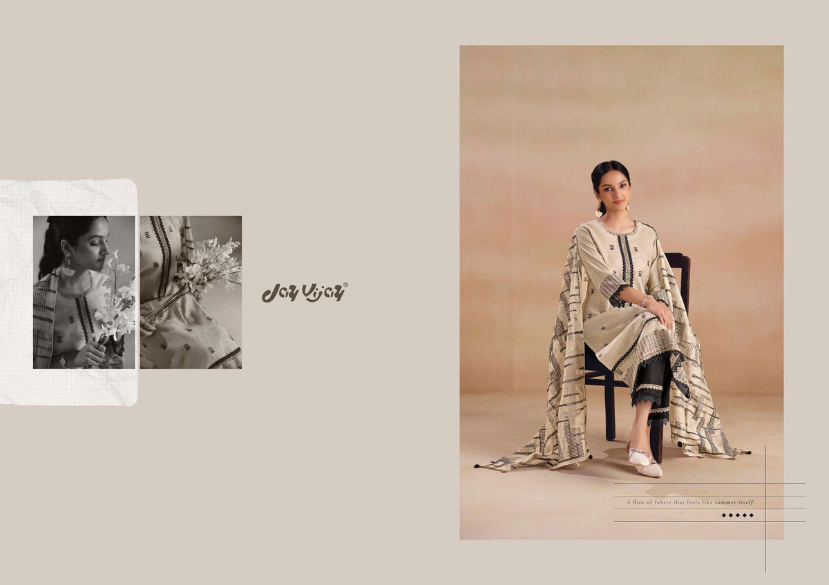 Jay Vijay Sitarey Pure South Cotton Jacquard Dress Material