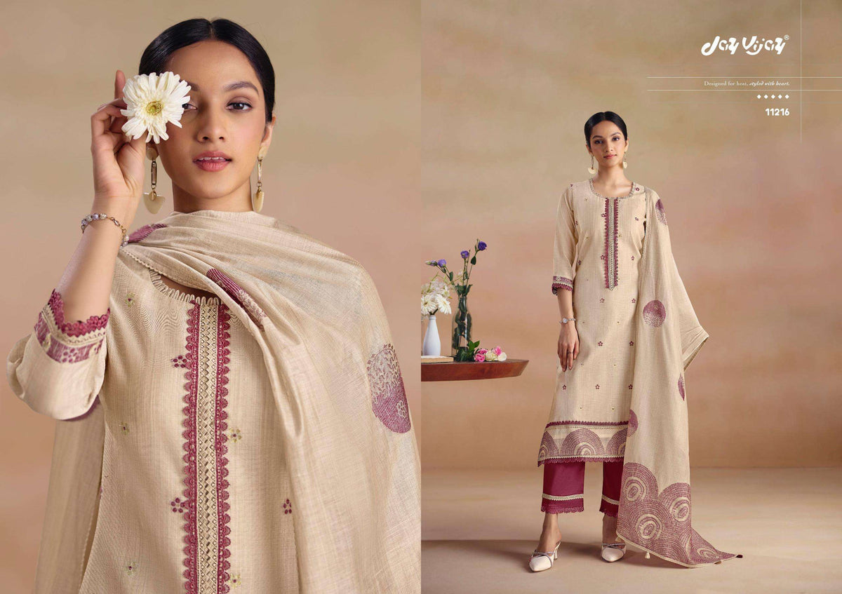 Jay Vijay Sitarey Pure South Cotton Jacquard Dress Material