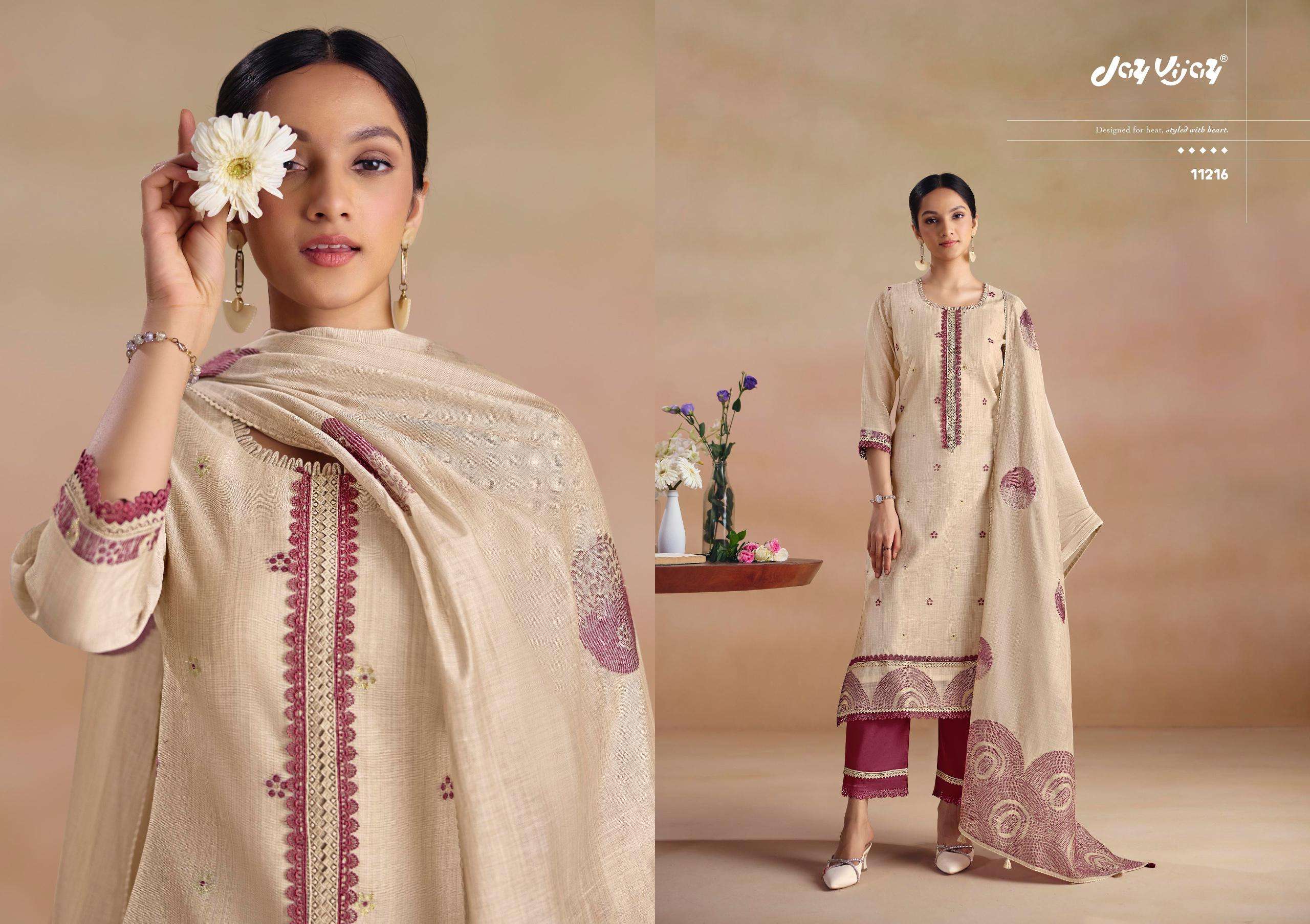 Jay Vijay Sitarey Pure South Cotton Jacquard Dress Material