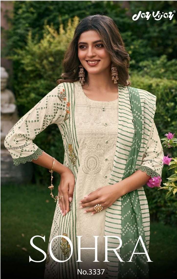 Jay Vijay Sohra 3337 Premium Cotton Embroidered Dress Material