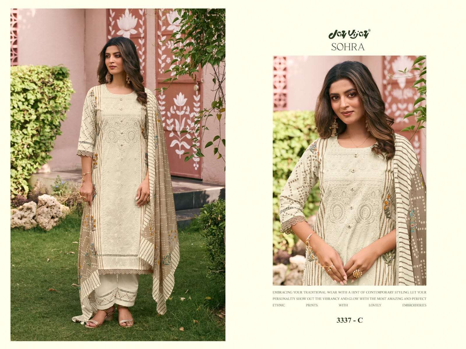 Jay Vijay Sohra 3337 Premium Cotton Embroidered Dress Material