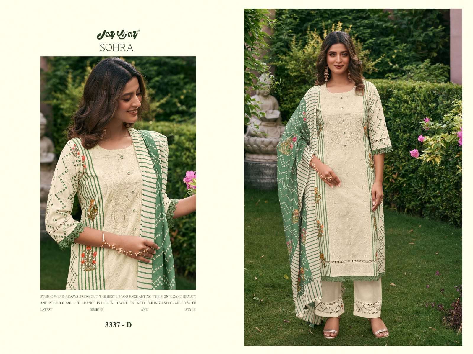 Jay Vijay Sohra 3337 Premium Cotton Embroidered Dress Material