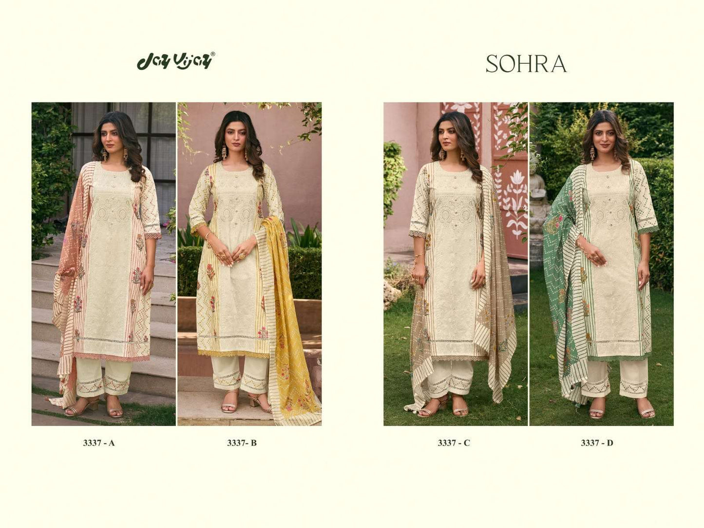 Jay Vijay Sohra 3337 Premium Cotton Embroidered Dress Material