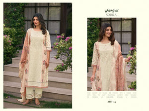 Jay Vijay Sohra 3337 Premium Cotton Embroidered Dress Material - Amrah Wholesale