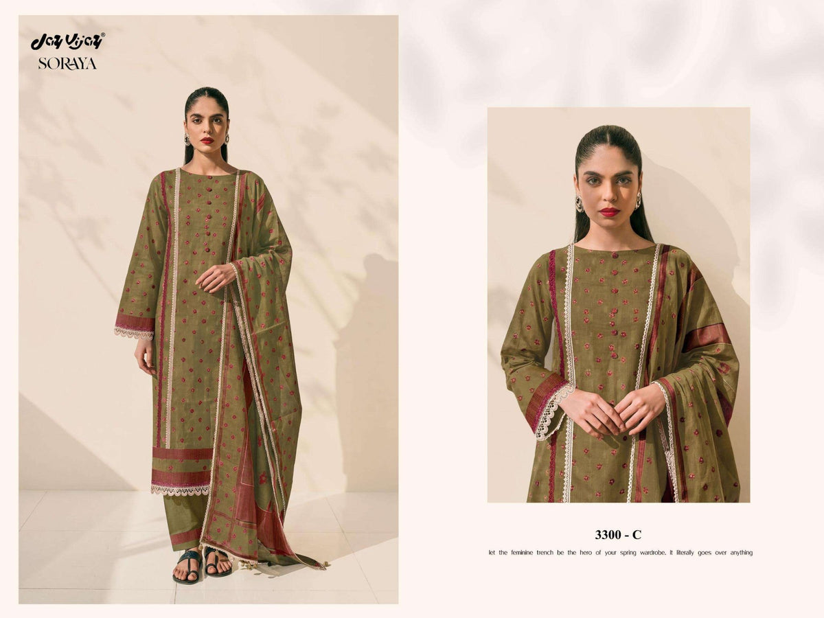 Jay Vijay Soraya 3300 Premium Cotton Dress Material - Amrah Wholesale