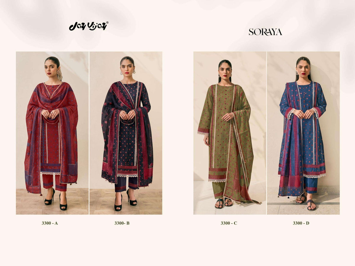 Jay Vijay Soraya 3300 Premium Cotton Dress Material - Amrah Wholesale