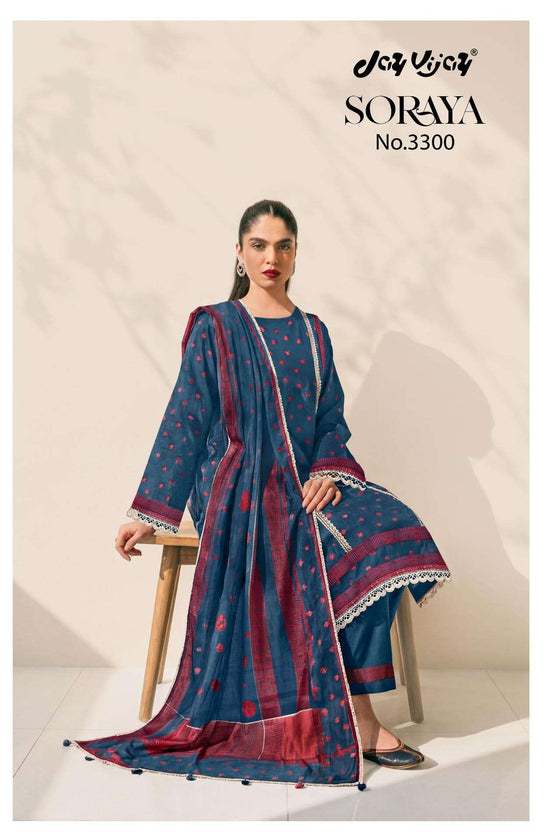 Jay Vijay Soraya 3300 Premium Cotton Dress Material - Amrah Wholesale