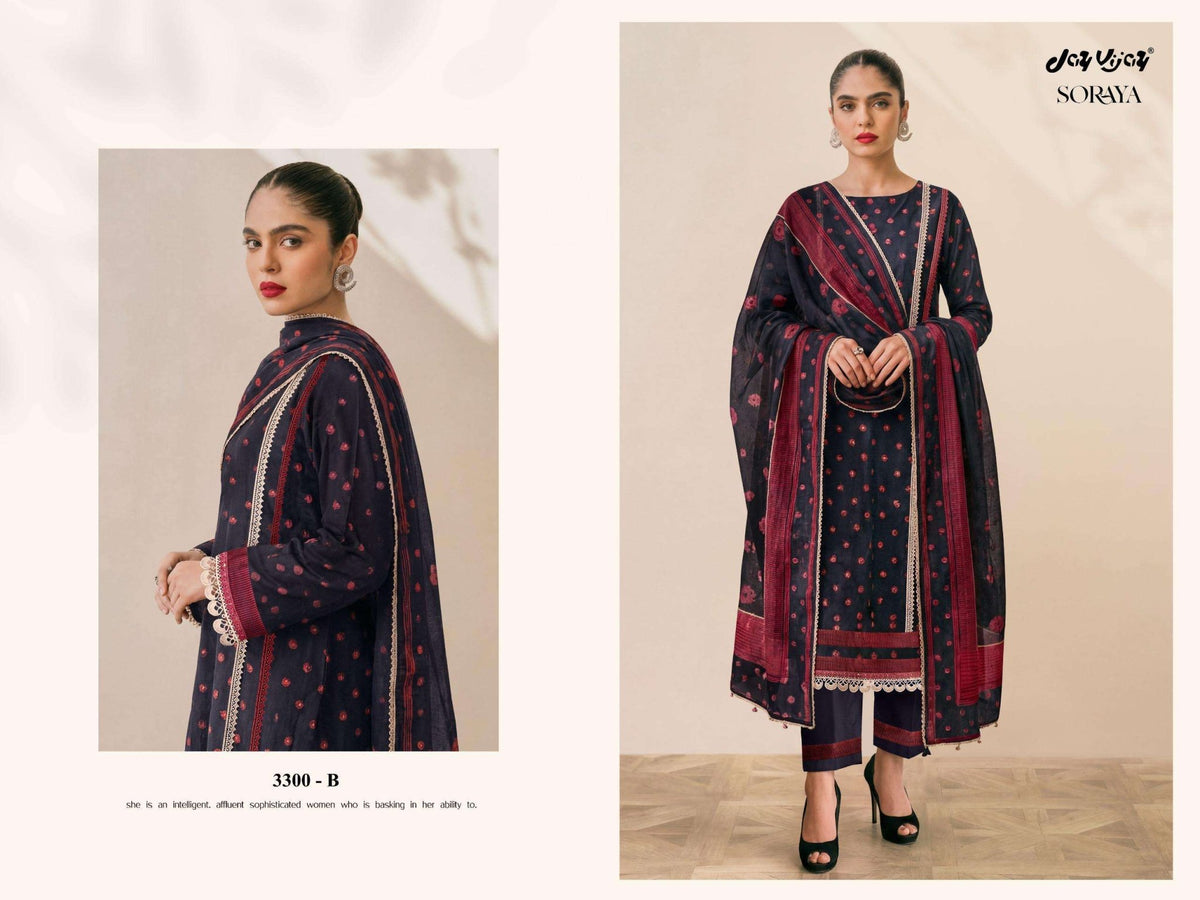 Jay Vijay Soraya 3300 Premium Cotton Dress Material - Amrah Wholesale