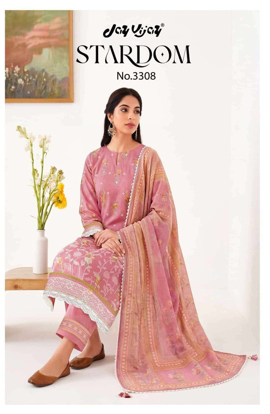 Jay Vijay Stardom 3308 Pure Chanderi Jacquard Designer Suit - Amrah Wholesale