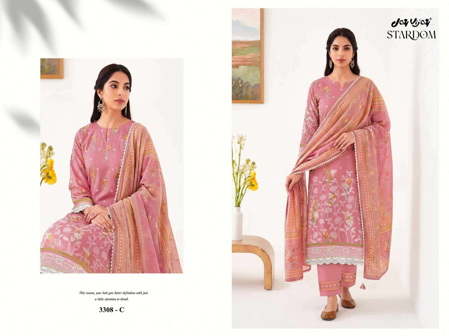 Jay Vijay Stardom 3308 Pure Chanderi Jacquard Designer Suit - Amrah Wholesale
