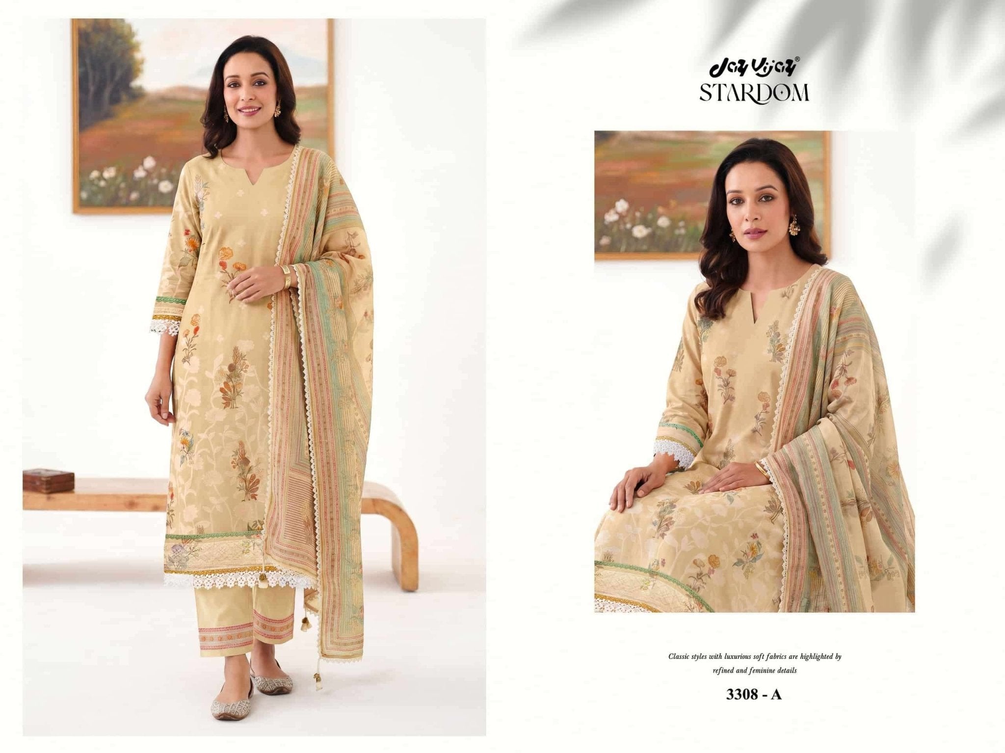 Jay Vijay Stardom 3308 Pure Chanderi Jacquard Designer Suit - Amrah Wholesale