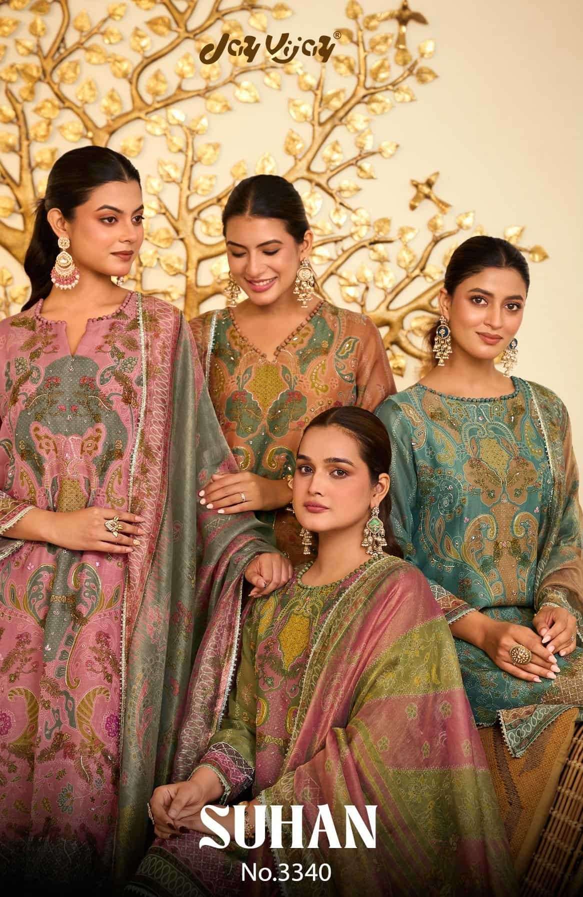 Jay Vijay Suhan 3340 Tissue Chanderi Dress Material