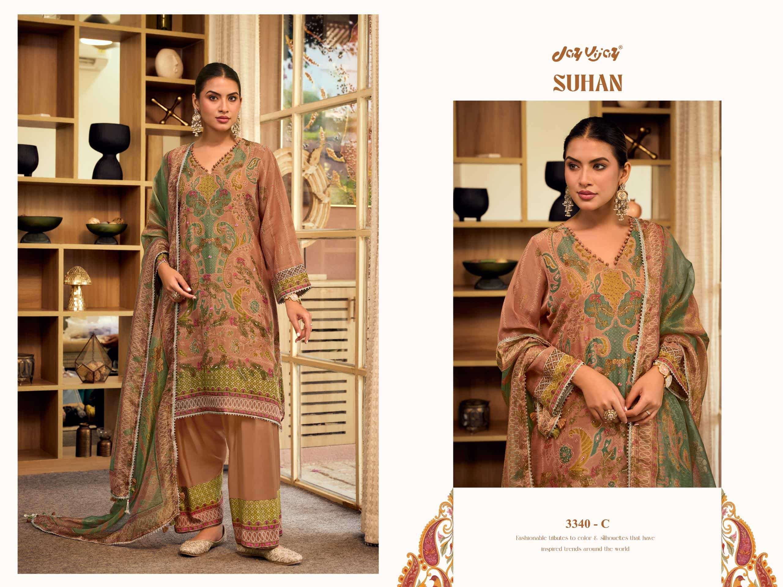 Jay Vijay Suhan 3340 Tissue Chanderi Dress Material