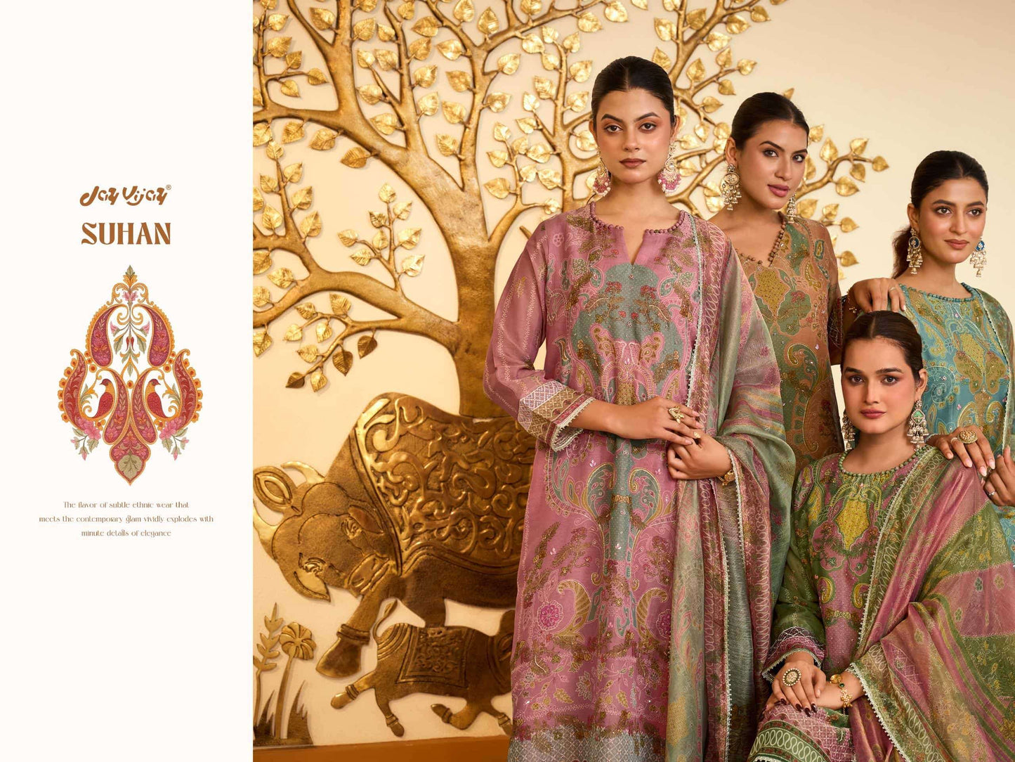 Jay Vijay Suhan 3340 Tissue Chanderi Dress Material