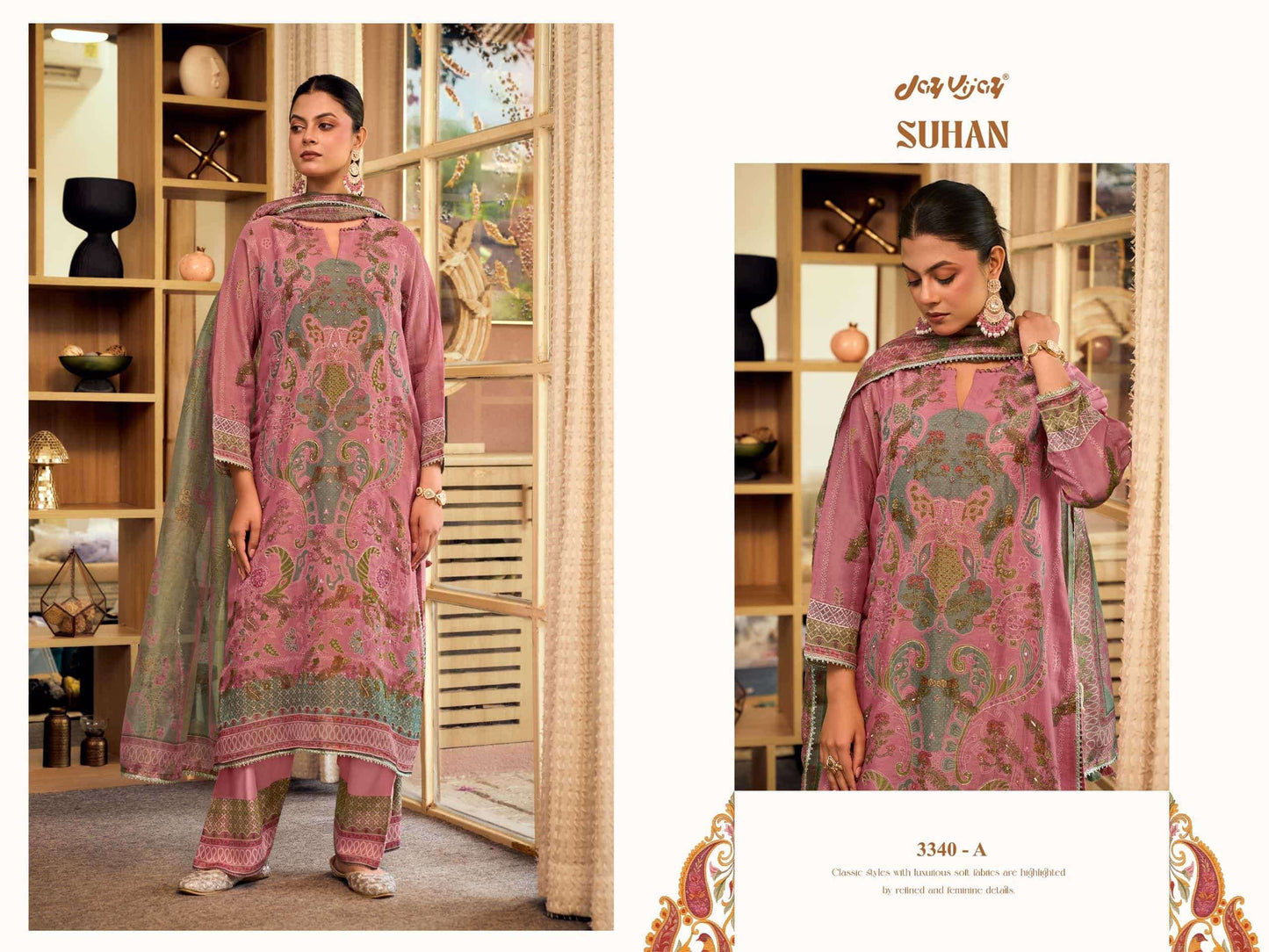 Jay Vijay Suhan 3340 Tissue Chanderi Dress Material