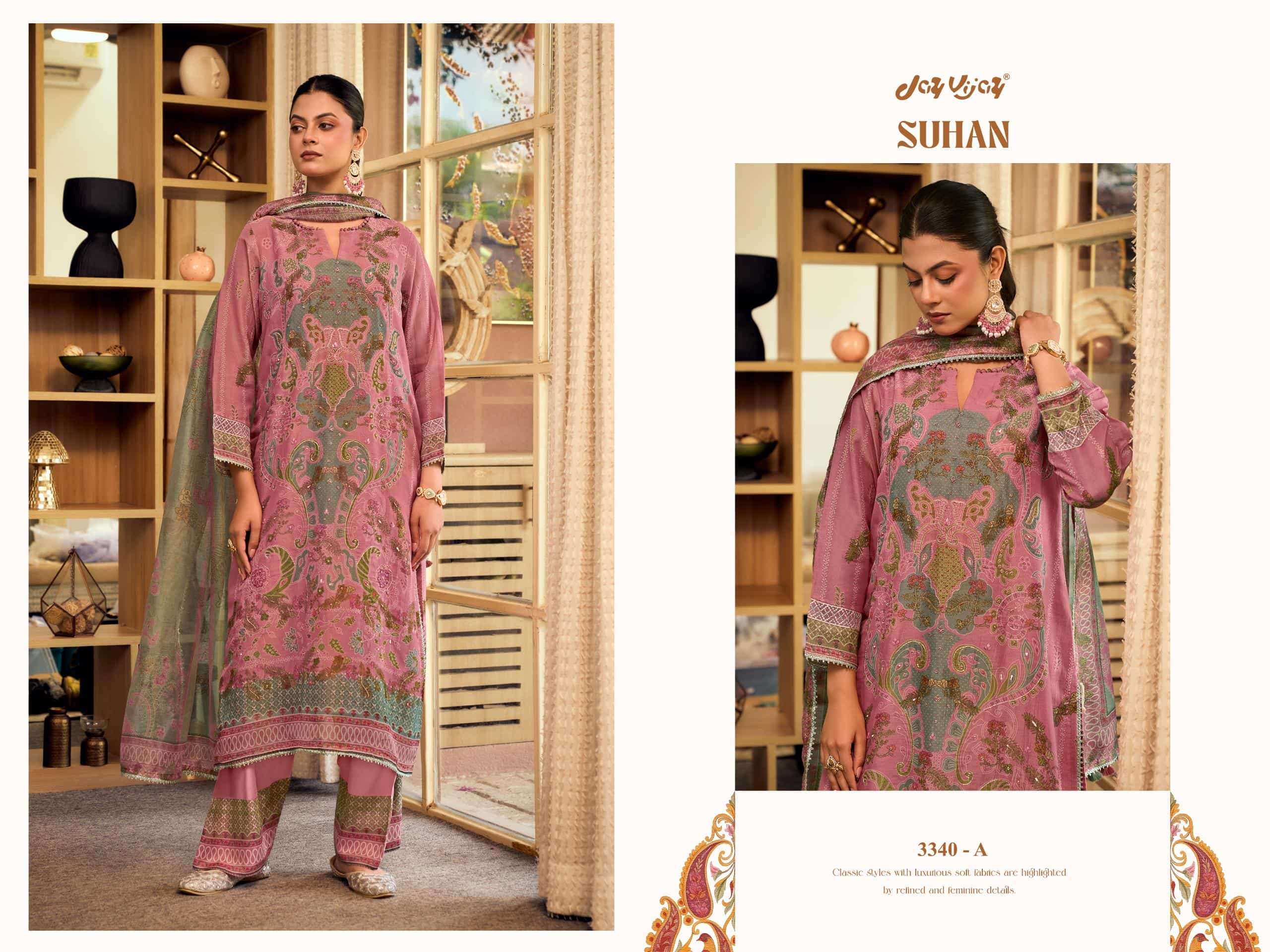 Jay Vijay Suhan 3340 Tissue Chanderi Dress Material