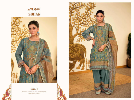 Jay Vijay Suhan 3340 Tissue Chanderi Dress Material