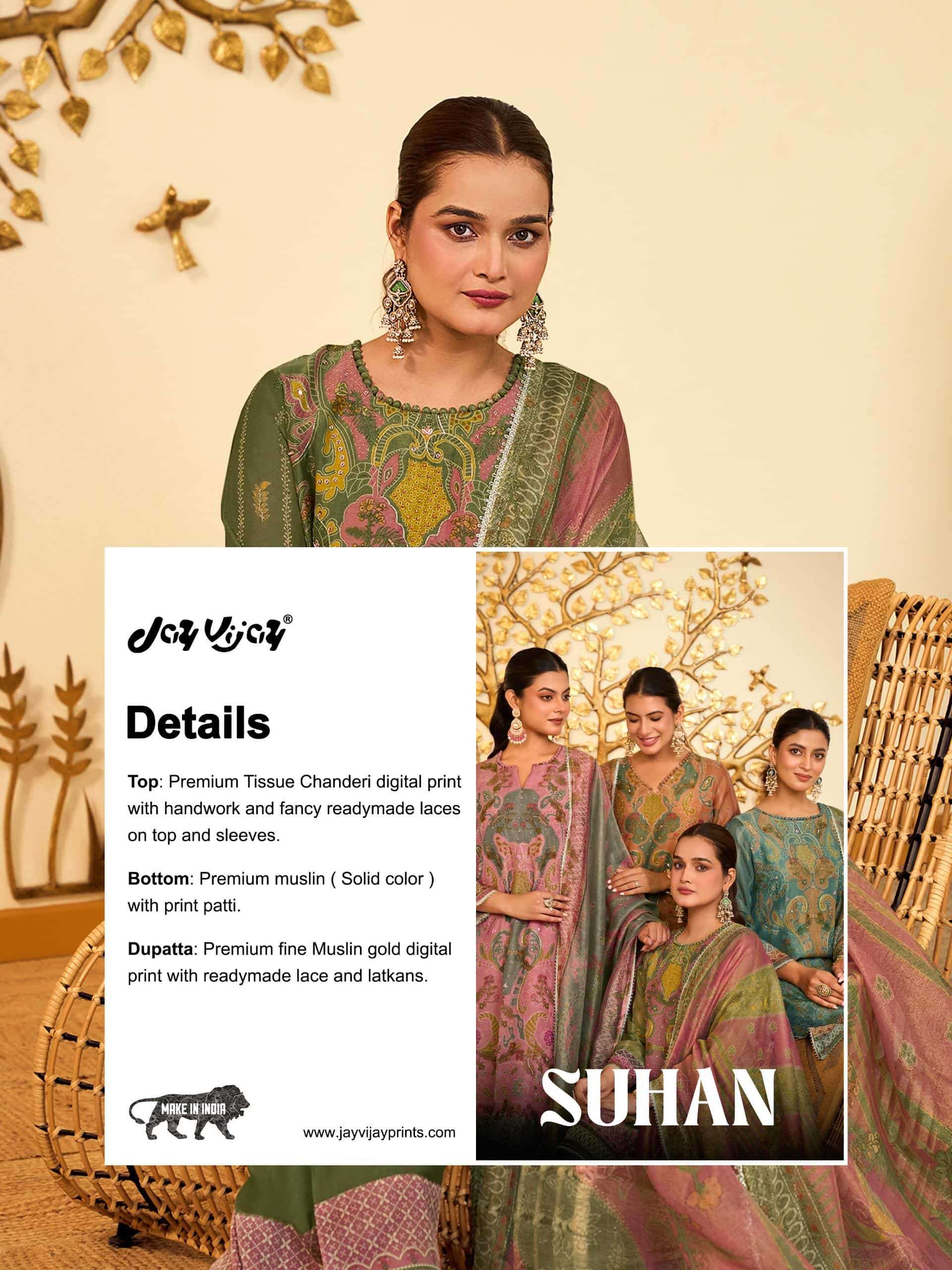 Jay Vijay Suhan 3340 Tissue Chanderi Dress Material