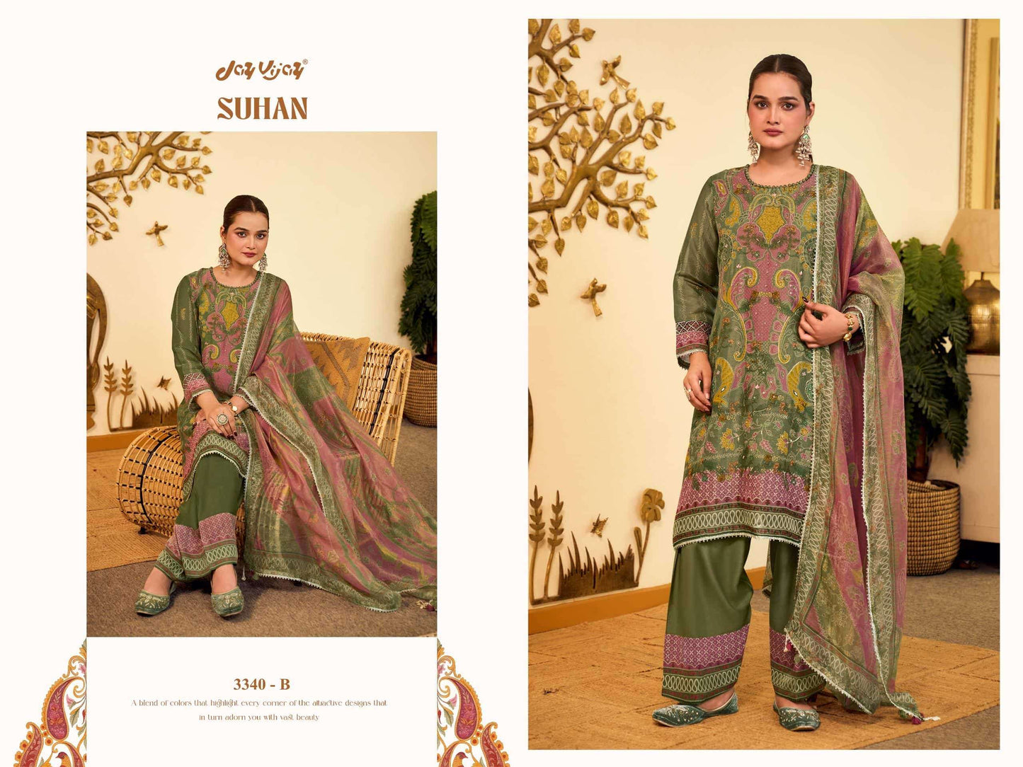 Jay Vijay Suhan 3340 Tissue Chanderi Dress Material