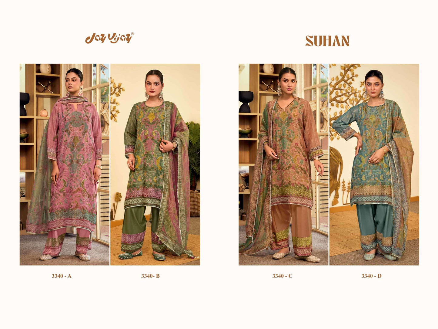 Jay Vijay Suhan 3340 Tissue Chanderi Dress Material
