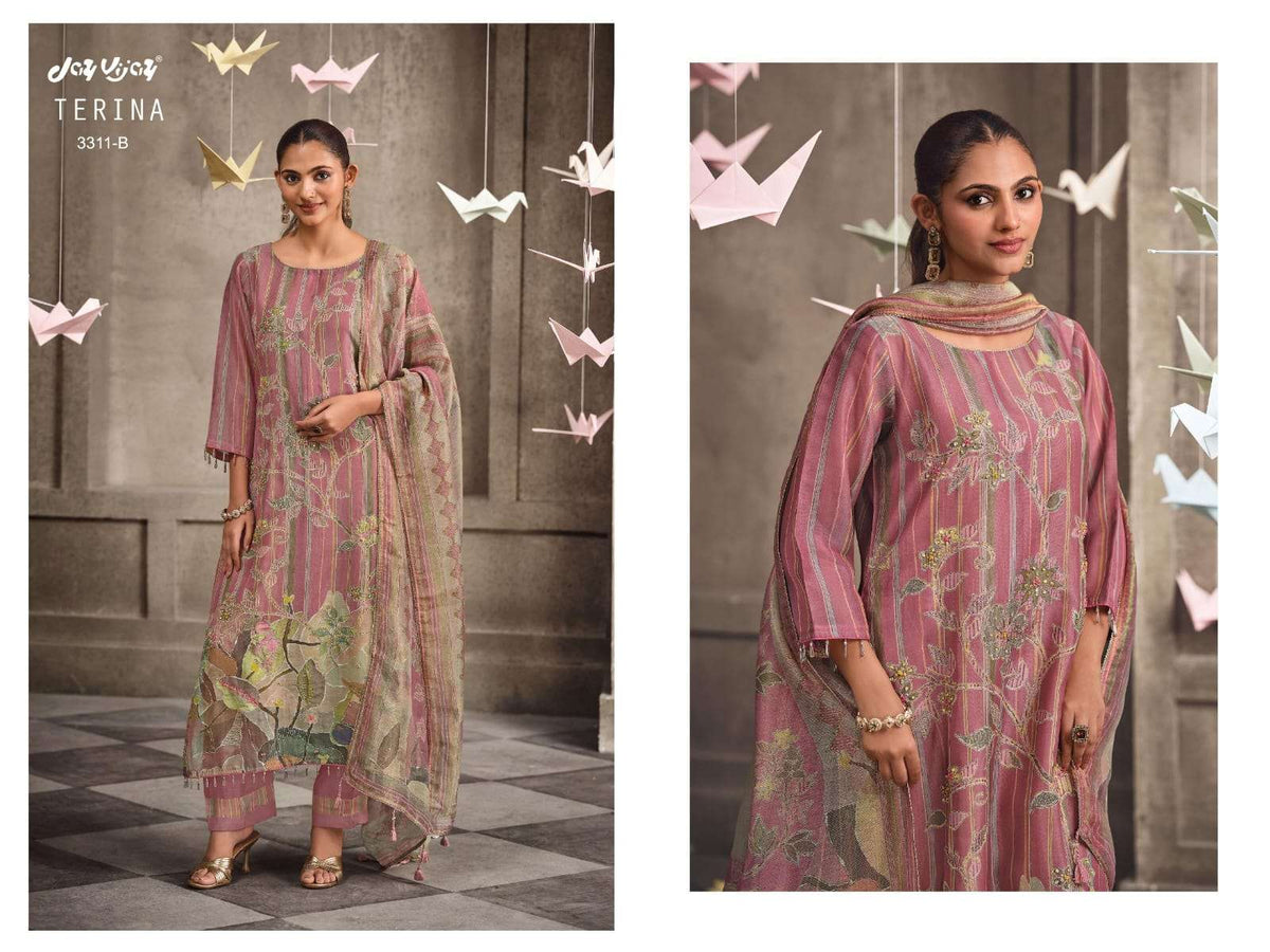 Jay Vijay Terina 3311 Tissue Chanderi Handwork Dress Material - Amrah Wholesale