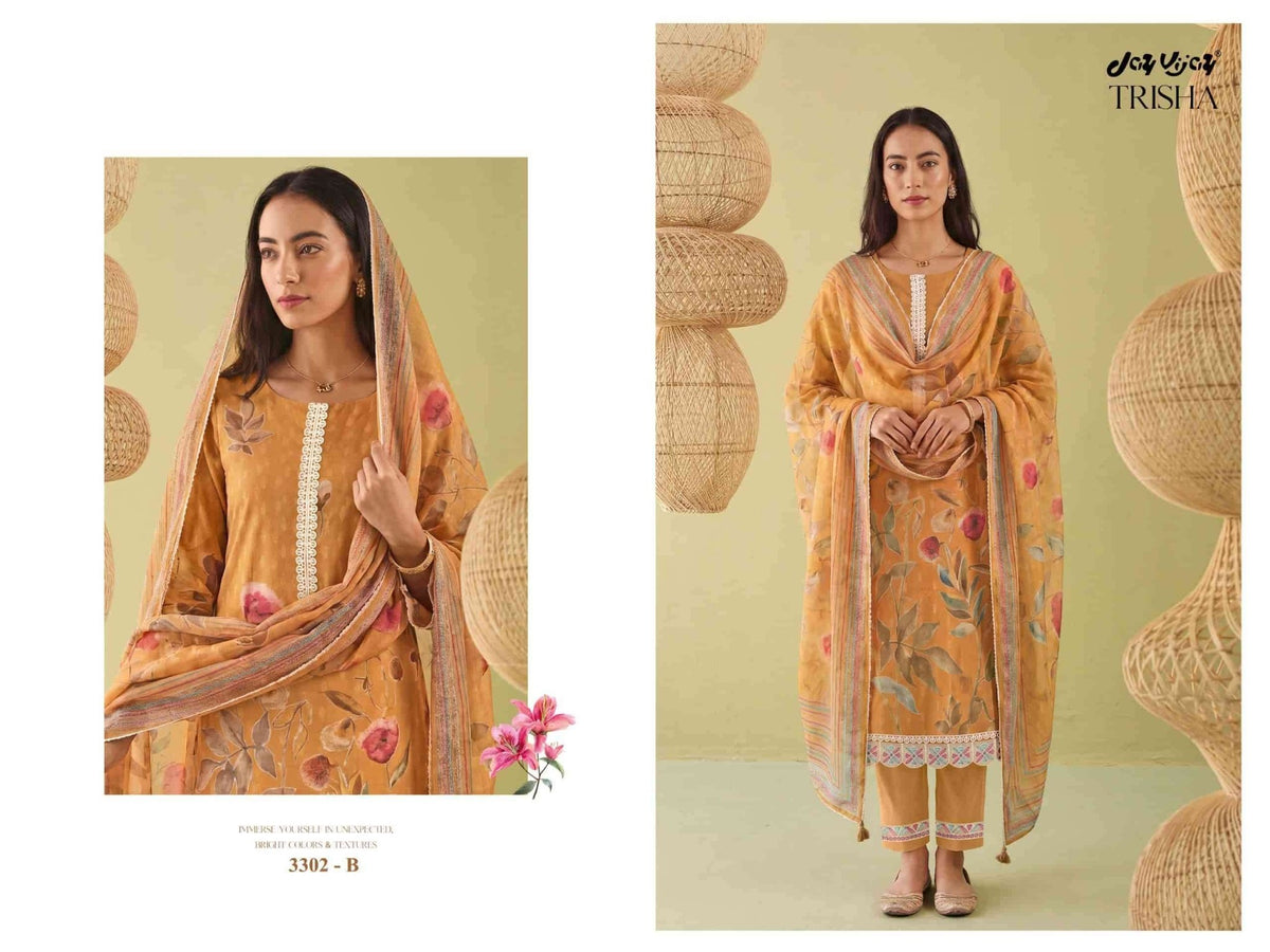 Jay Vijay Trisha 3302 Premium Cotton Dress Material - Amrah Wholesale