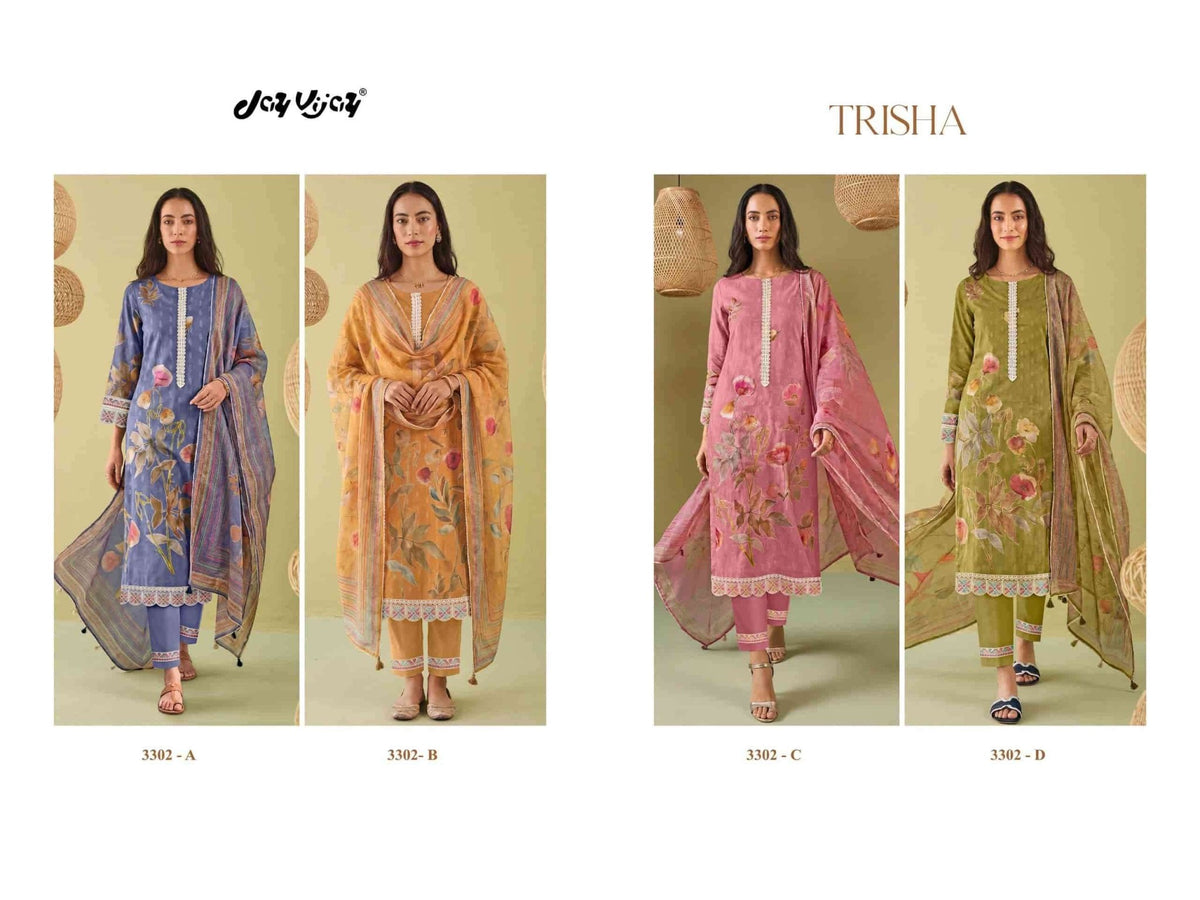 Jay Vijay Trisha 3302 Premium Cotton Dress Material - Amrah Wholesale